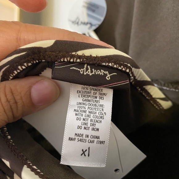 Old Navy Zebra Print Brown and Cream Halter Swimsuit Tank Top size XL - Picture 7 of 9